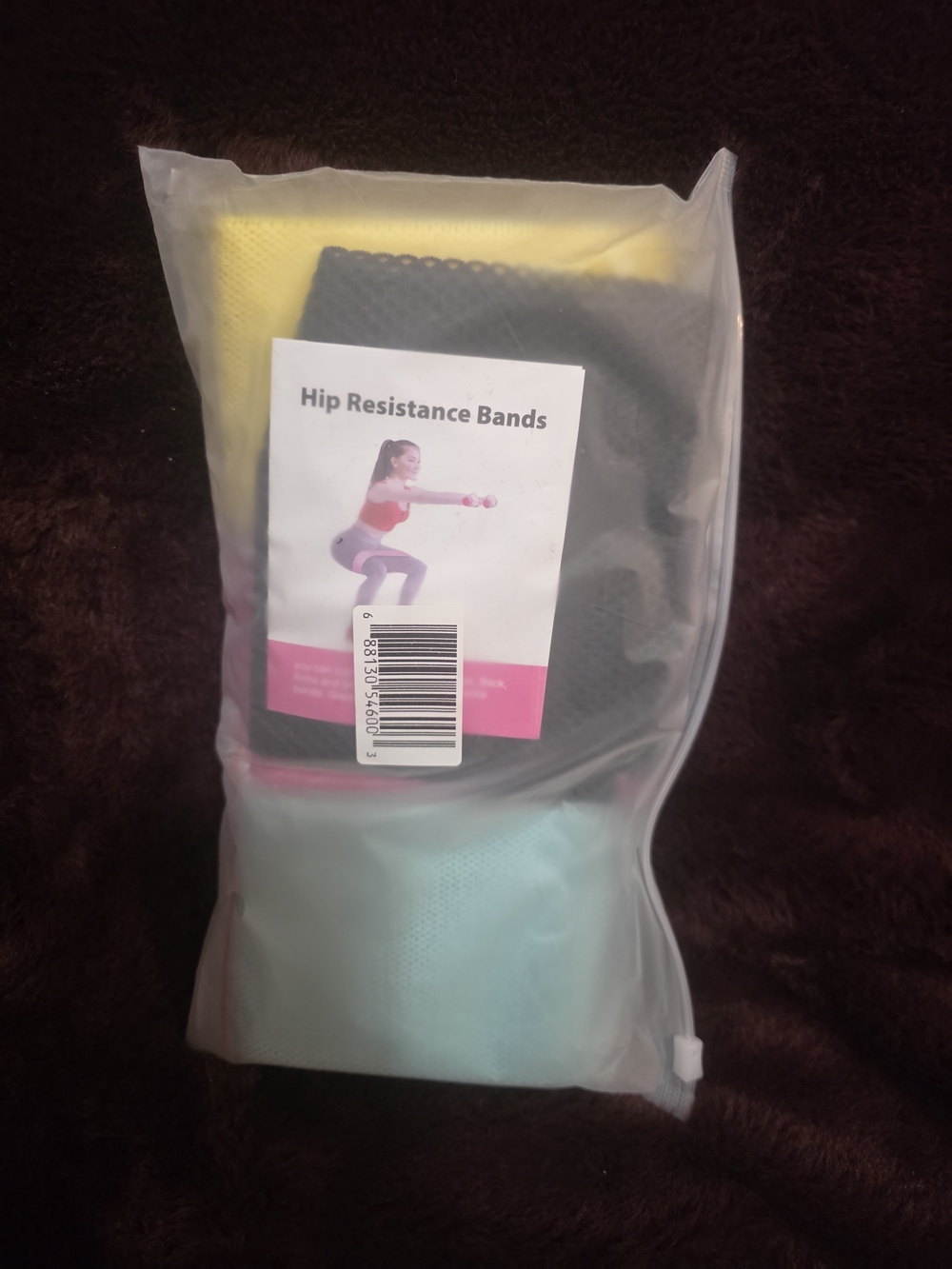 Hip Resistance Bands Set - Yellow, Black, Mint w/mesh bag